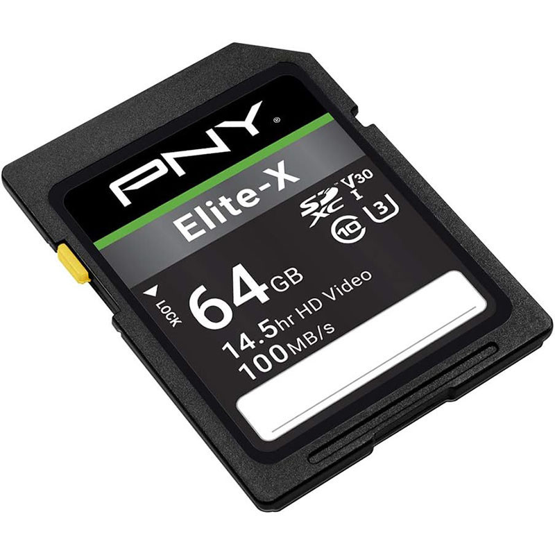 کارت حافظه SDXC پی ان وای مدل Elite-X کلاس 10 استاندارد UHS-I U3 سرعت 100MBs ظرفیت 64 گیگابایت