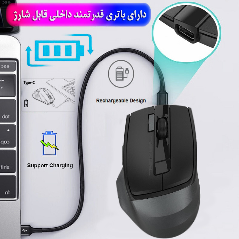 ماوس بی سیم ای فورتک مدل F_STYLER_FB_45CS_AIR2_SILENT