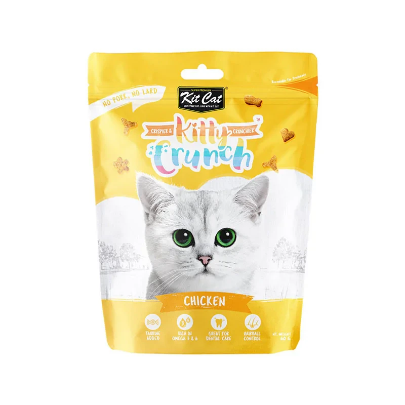 تشویقی بچه گربه کیت کت مدل Kitty Crunch طعم مرغ وزن 60 گرم
