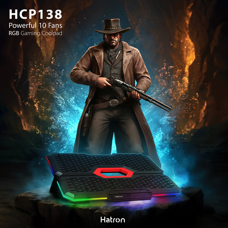 پایه خنک کننده  لپ تاپ گیمینگ دارای پورت USB-C هترون مدل HCP138