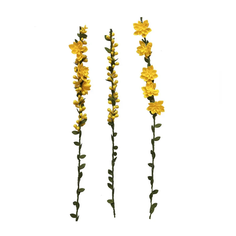 گل مصنوعی شاخه‌ای گل و غنچه، مجموعه 3 عددی، ابعاد 5×2×40 سانتی‌متر، وزن 100 گرم