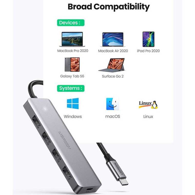 هاب 4 پورت USB-C یوگرین مدل UG-70336