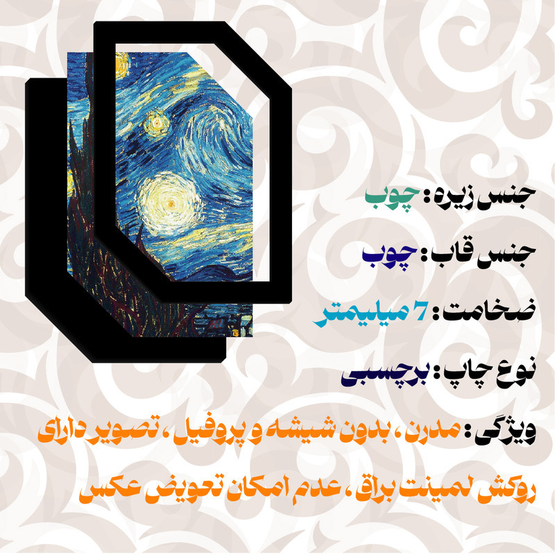 تابلو مدل وینسنت ونگوگ طرح شب پر ستاره کد km-11 مجموعه 4 عددی
