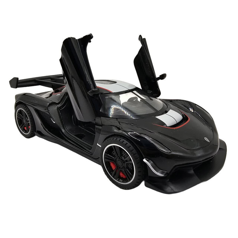 ماکت ماشین ناب سل مدل کوئینگزگ جسکو درب خفاشی فلزی موزیکال چراغدار عقب کش کد Koenigsegg JESKO همراه با استند