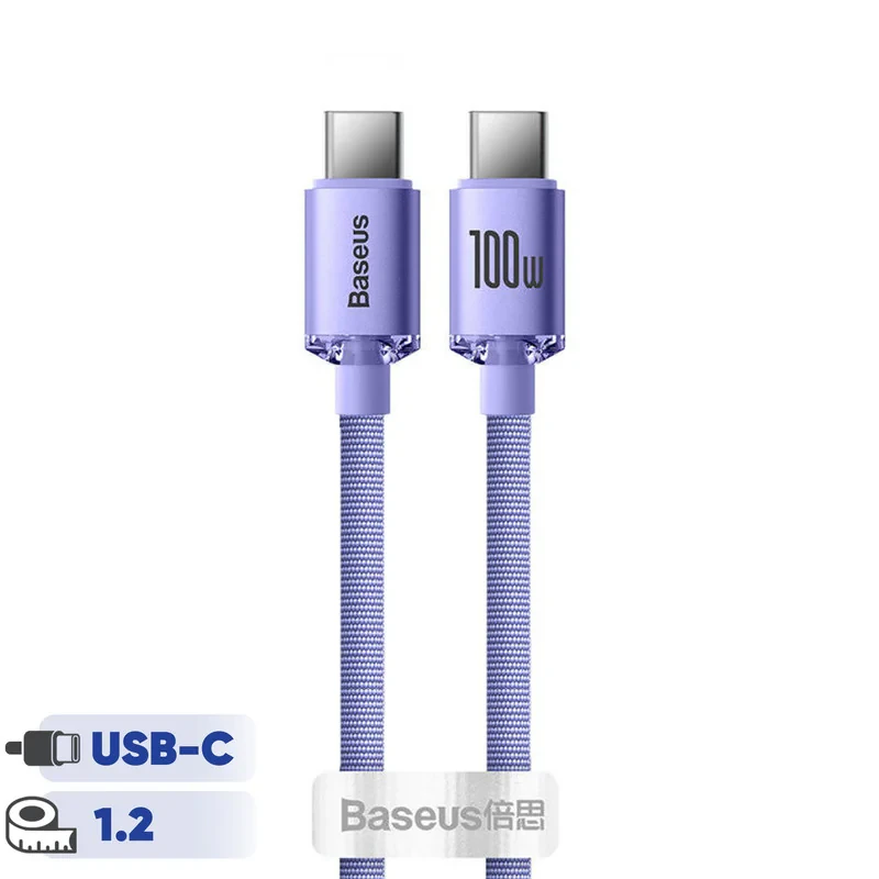 کابل USB-C باسئوس مدل Crystal Shine 100W طول 1.2 متر