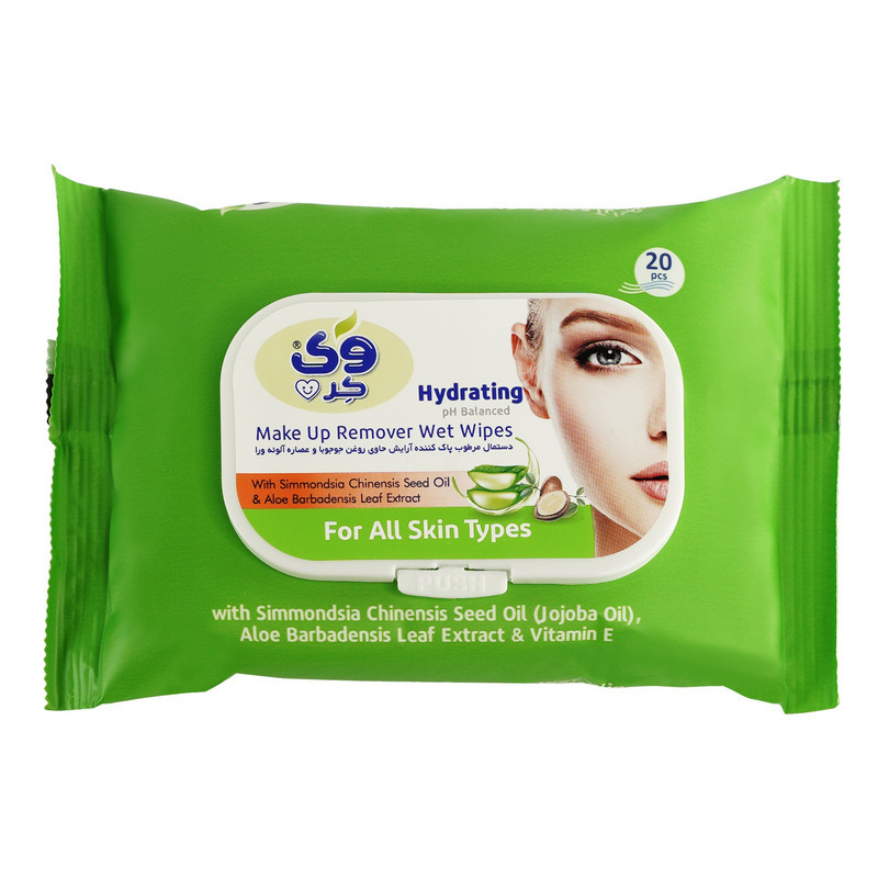 دستمال مرطوب وی کر مدل Jojoba-Aloe Vera سه بسته 20 عددی