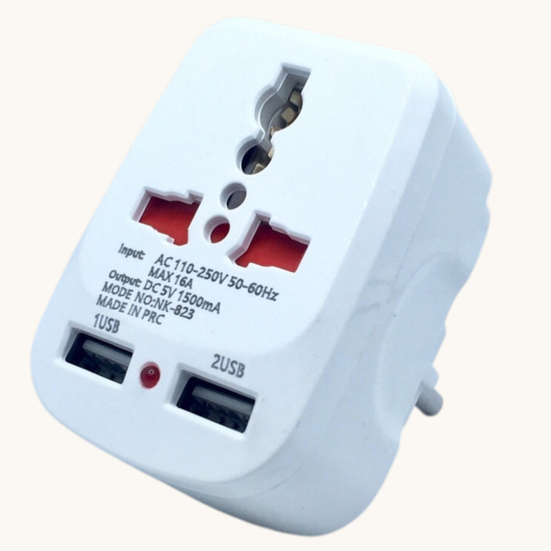 مبدل برق مدل 2USB-1500MA بسته 12 عددی