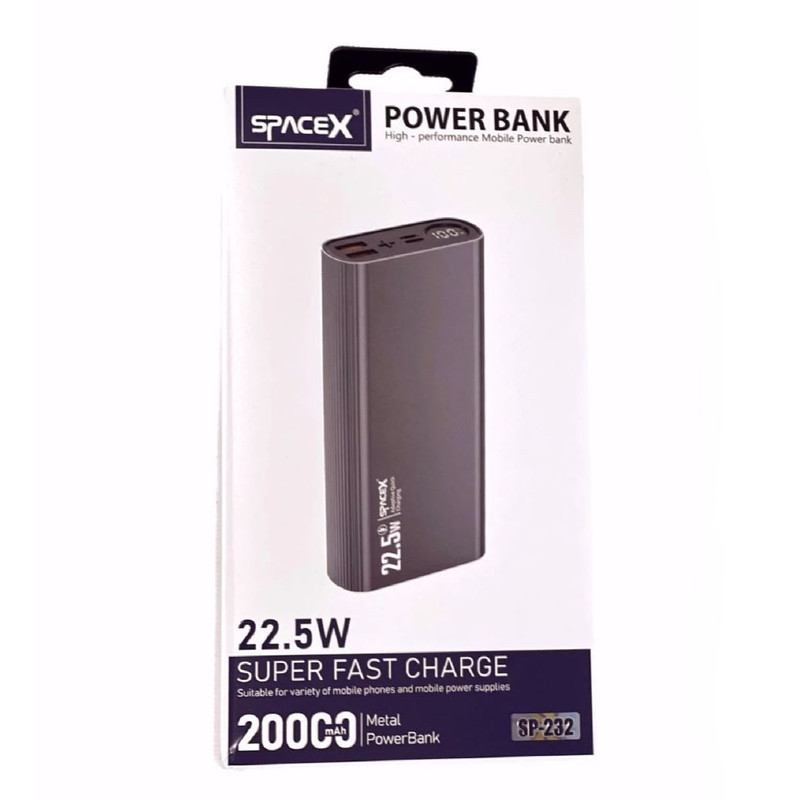 پاوربانک اسپیس ایکس مدل SP-232 ظرفیت 20000 میلی آمپر ساعت