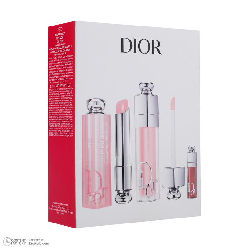 ست بالم و برق لب حجم‌دهنده دیور مدل Addict Trio Gloss آبرسان، دارای عصاره جوجوبا و مناسب پوست لب معمولی، بسته 3 عددی