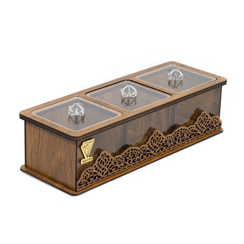 جعبه پذیرایی 3 خانه نارسی کد 03، مدل لوکسی، جنس MDF
