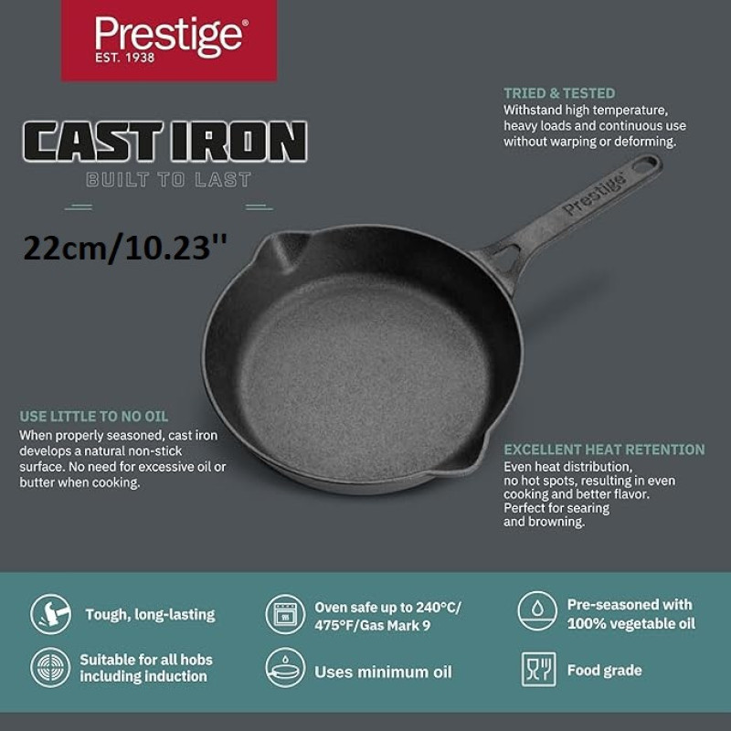 تابه چدن پرستیژ مدل Cast Iron سایز 22