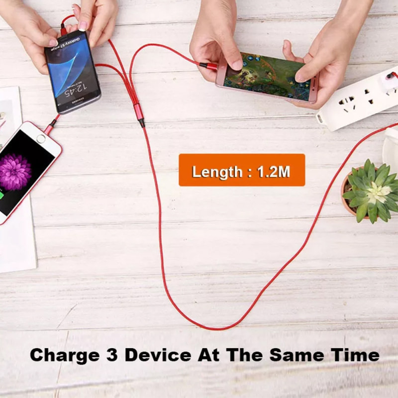 کابل تبدیل USB به microUSB  USB-C  لایتنینگ سمگپرس مدل Quick Charger طول 1 متر