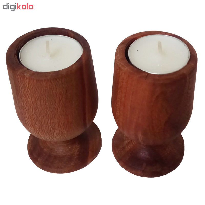 شمعدان چوبی چوبیس کد 2_109 بسته ۲ عددی