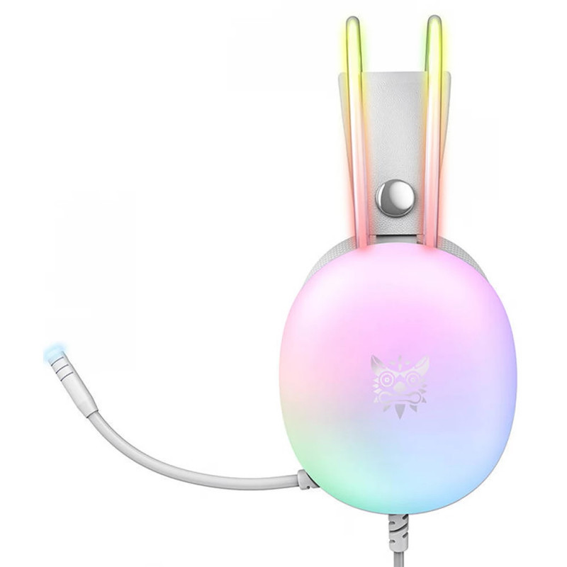 هدست گیمینگ اونیکوما مدل X25 RGB با نویز کنسلینگ میکروفون (ENC)، بدون قابلیت شارژ، اتصال از طریق جک 3.5 میلی متری صدا، دارای دکمه قطع و وصل میکروفون و دکمه کنترل صدا، طراحی ارگونومیک و بالشتک‌های نرم و قابل تنظیم، مقاوم در برابر رطوبت و عرق