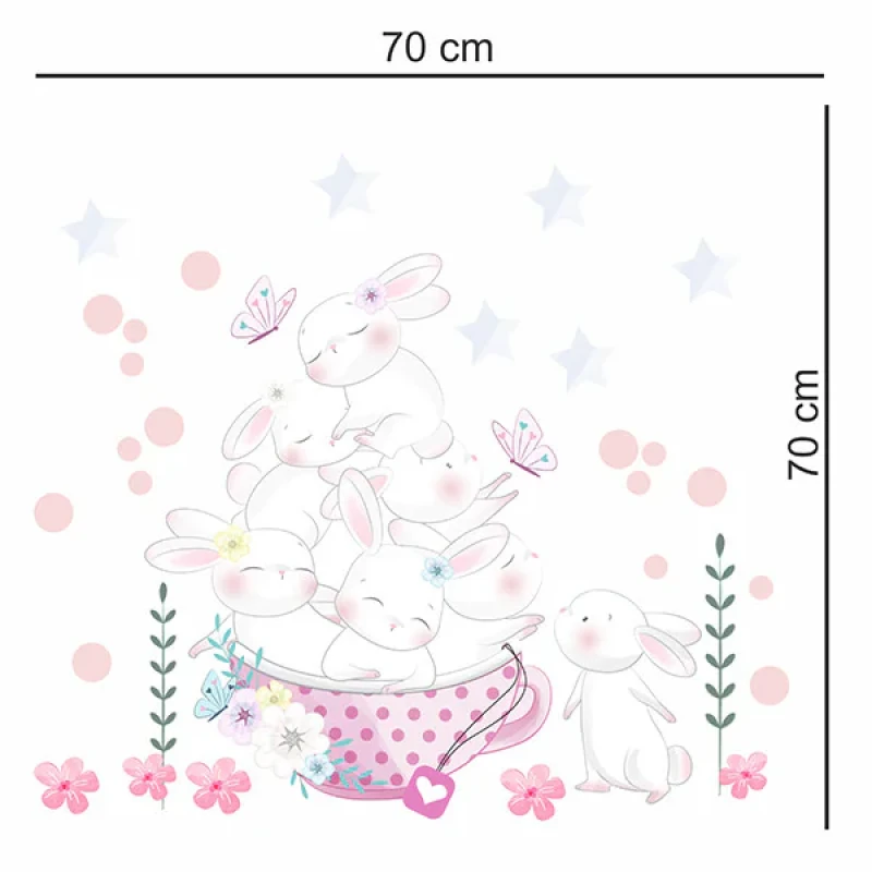 استیکر دیواری کودک راتیانا مدل cute rabbits