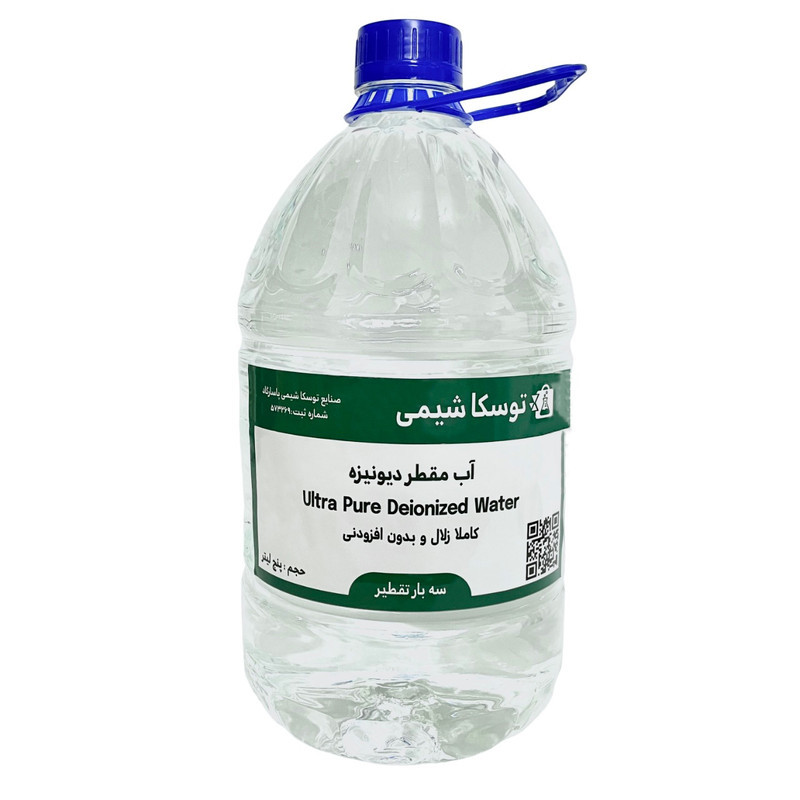 آب مقطر سه بار تقطیر دیونیزه توسکا شیمی مدل TS0 حجم ۵ لیتر