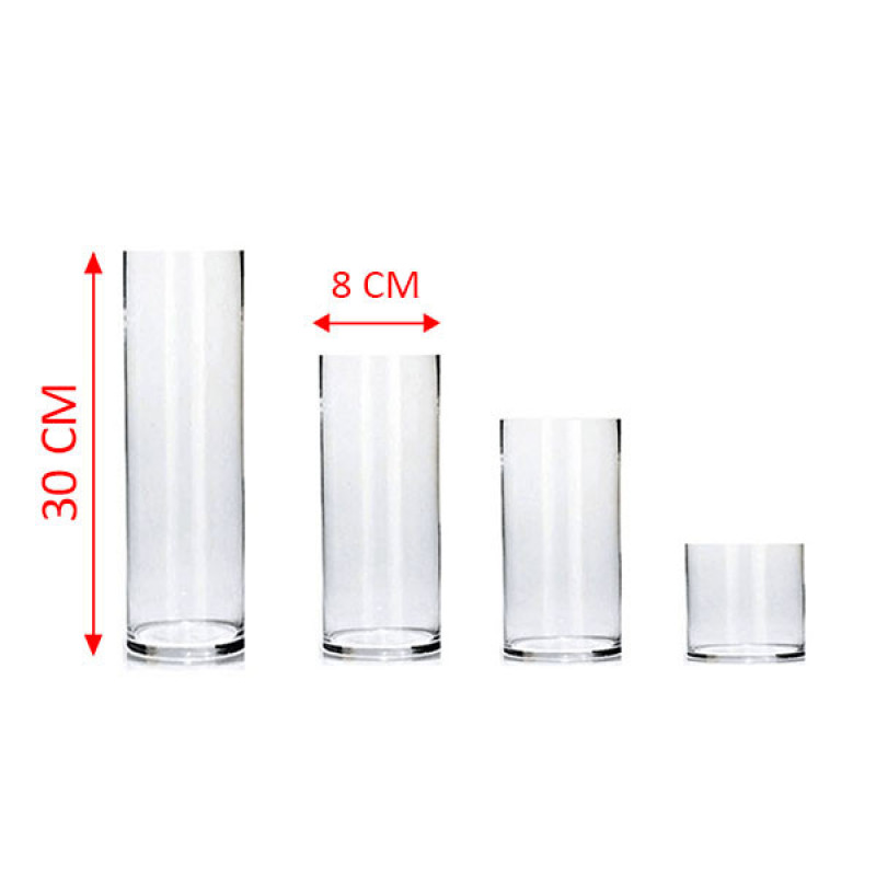 گلدان دکوری شیشه‌ای استوانه‌ای مناسب کاکتوس و گیاهان آپارتمانی ابعاد 8×8×30 سانتی‌متر وزن 300 گرم کد 0830