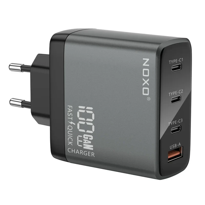 شارژر دیواری 100 وات با 4 پورت خروجی USB-C و USB-A نوکسو مدل CHN-P-3