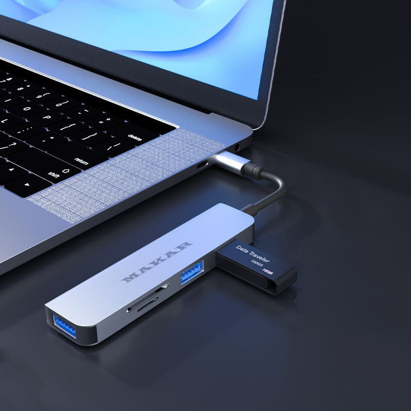 هاب و کارت خوان 5 پورت USB-C ماکار مدل 5in1 MK-HU235-C