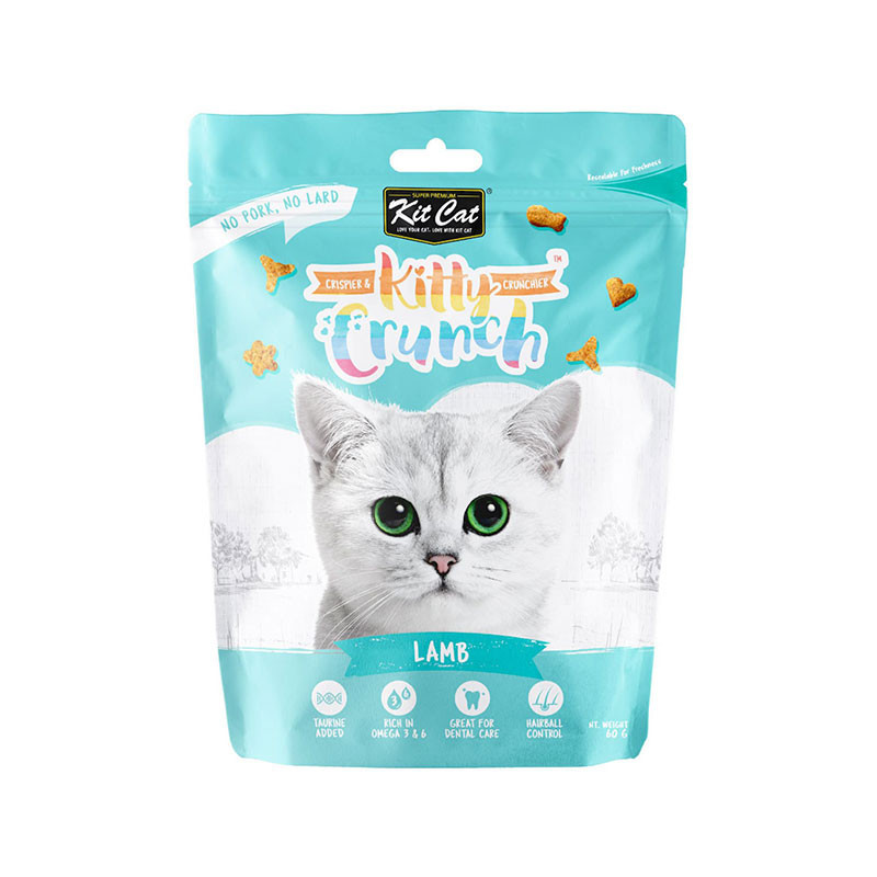 تشویقی بچه گربه کیت کت مدل Kitty Crunch طعم گوشت بره وزن ۶۰ گرم