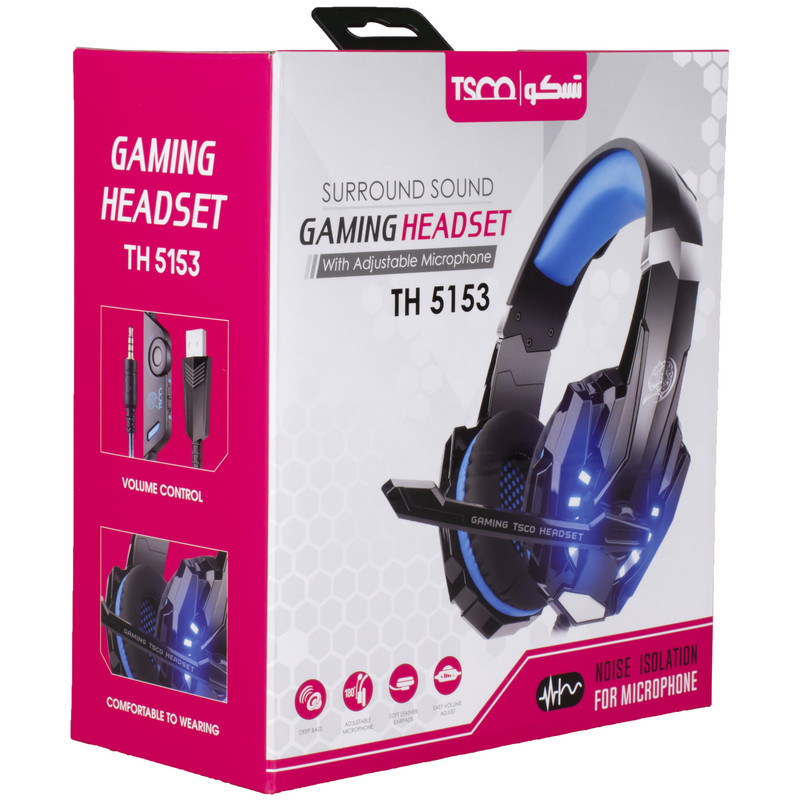 هدست گیمینگ تسکو مدل TH 5153 بدون قابلیت نویز کنسلینگ، درگاه USB، دارای میکروفون قابل چرخش با حساسیت -42 دسی‌بل
