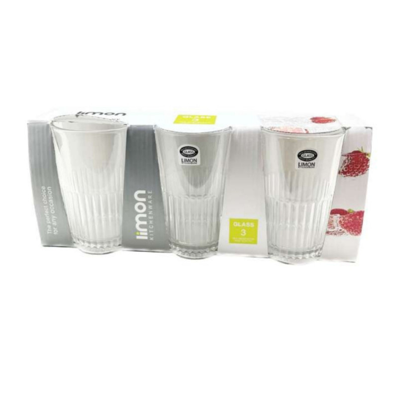 لیوان لیمون مدل شیاردار کد 350ML بسته 3 عددی
