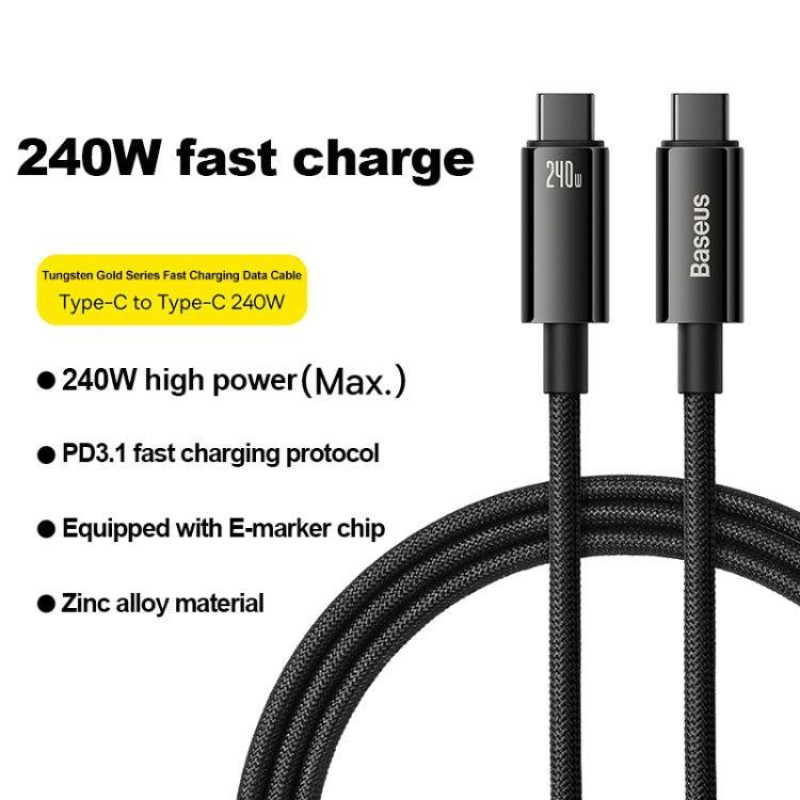 کابل USB-C بیسوس مدل Tungsten طول 1 متر