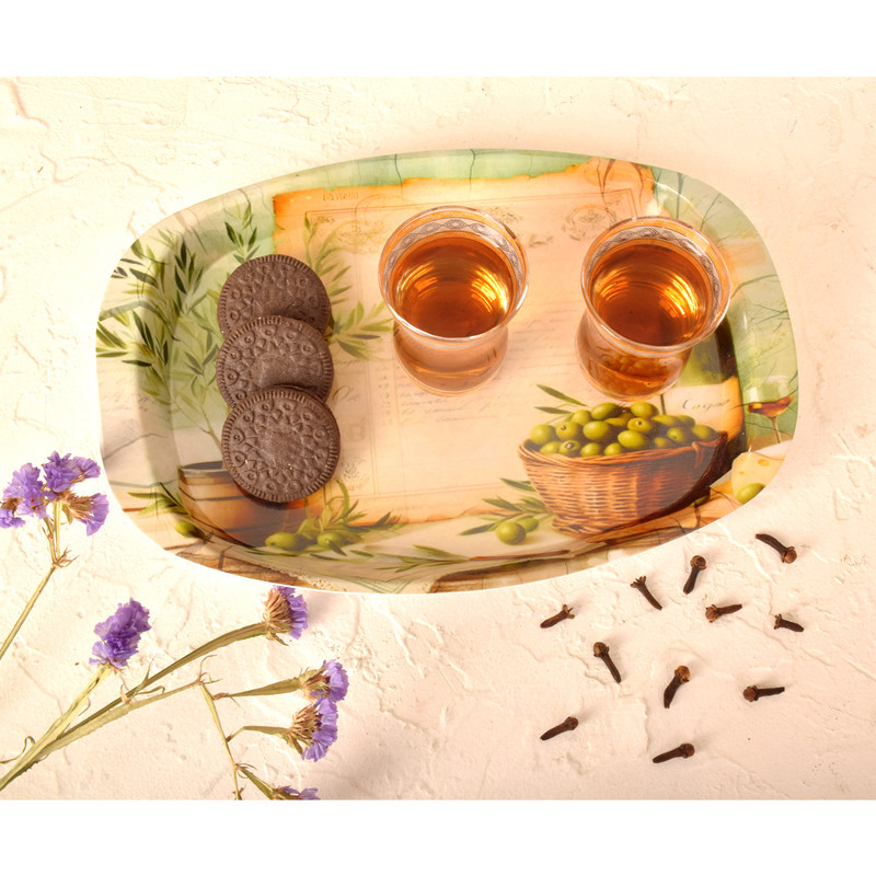 سینی بدون دسته مهروز مدل 6651 زیتون سایز 17×26 سانتی متر