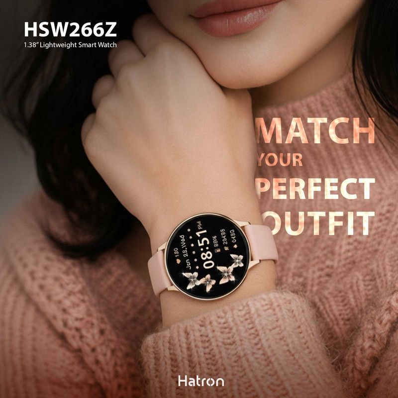 ساعت هوشمند 1.38 اینچی هترون مدل HSW266Z با بند سیلیکونی