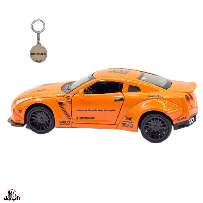 ماکت ماشین ناب سل مدل نیسان جی تی آر فلزی موزیکال چراغدار اسپرت NISSAN GTR SPORT به همراه جاسوییچی