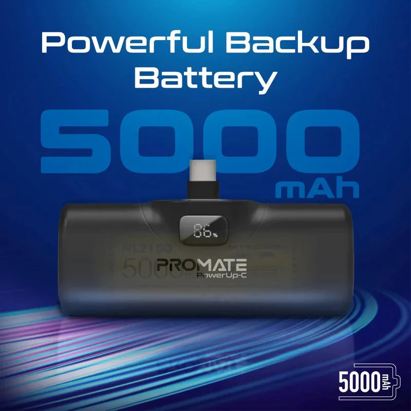 پاوربانک پرومیت مدل POWERUP-C.BLK ظرفیت 5000 میلی‌آمپرساعت
