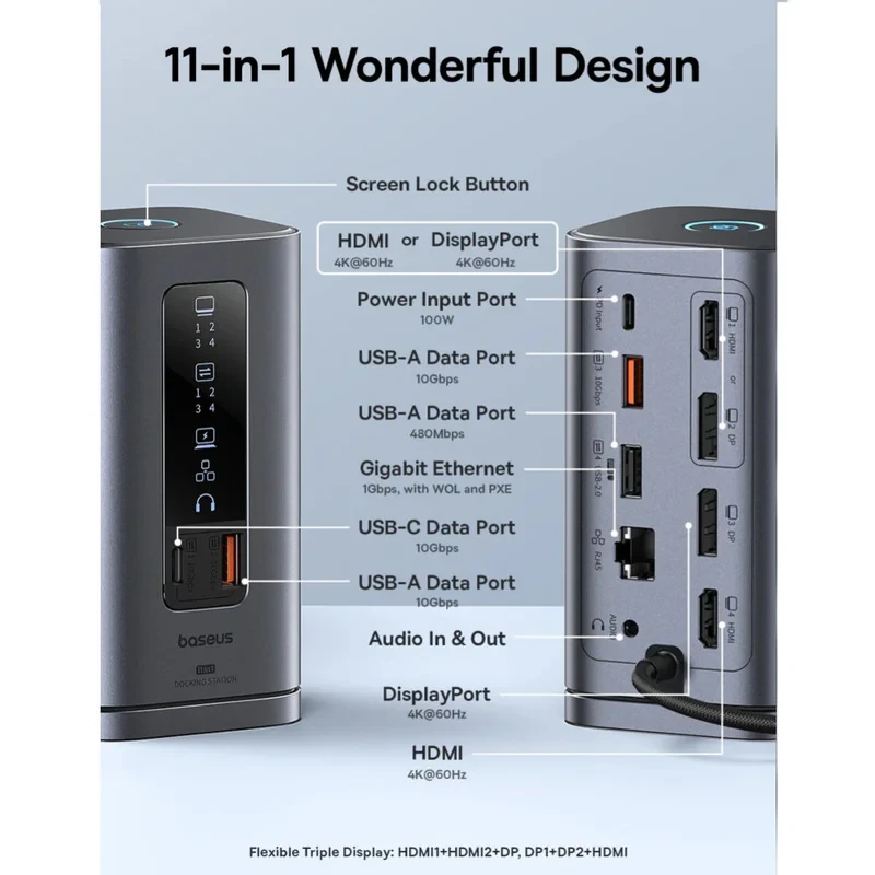 هاب 11 پورت USB-C بیسوس مدل BS-OH137  Spacemate Series