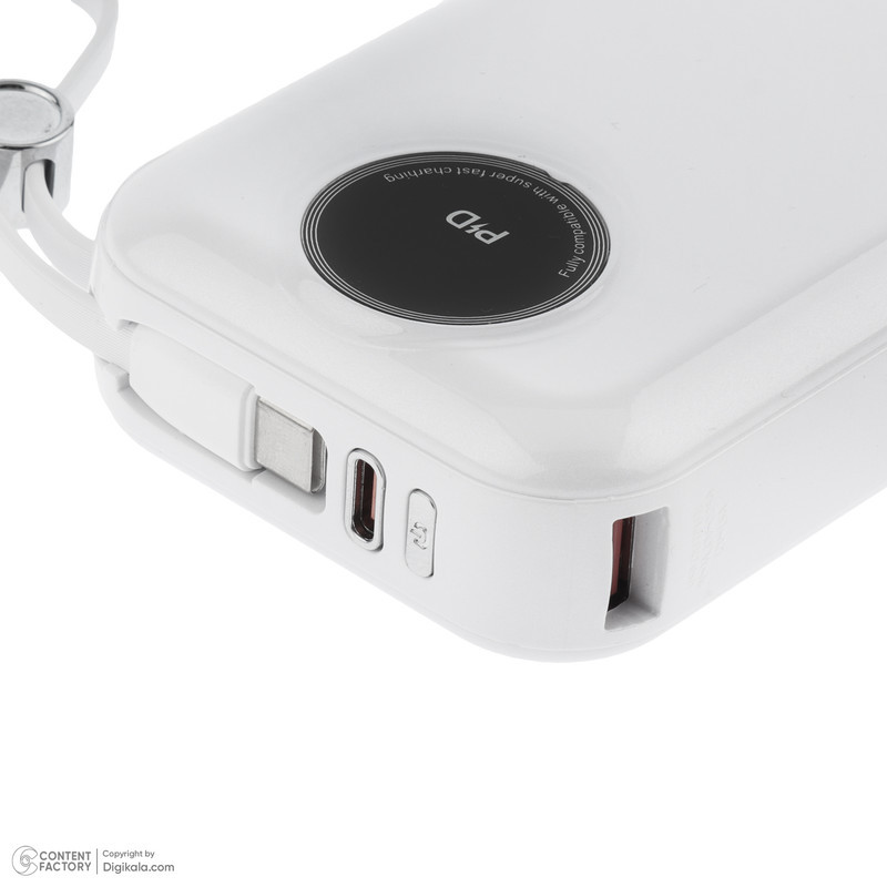 پاوربانک 22.5 وات امگا مدل PB2005 ظرفیت 20000 میلی‌آمپرساعت به همراه کابل USB-C به USB-Cلایتنینگ