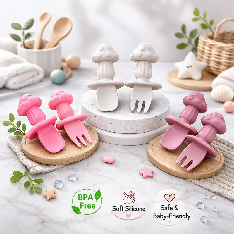 ست قاشق و چنگال کودک مدل خود تغذیه کد 1004