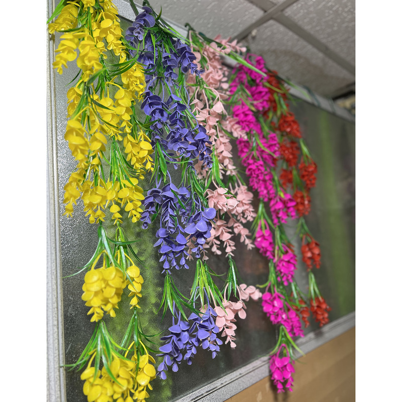 گل مصنوعی آویز تره و اکالیپتوس، مناسب فضای باز و گیاهان آپارتمانی، قابل نصب رومیزی، دیواری و ایستاده، ابعاد 4×8×80 سانتی‌متر، وزن 100 گرم