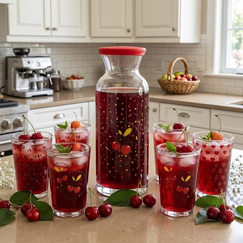 سرویس پارچ و لیوان 7 پارچه تانتی تونی مدل Cherry