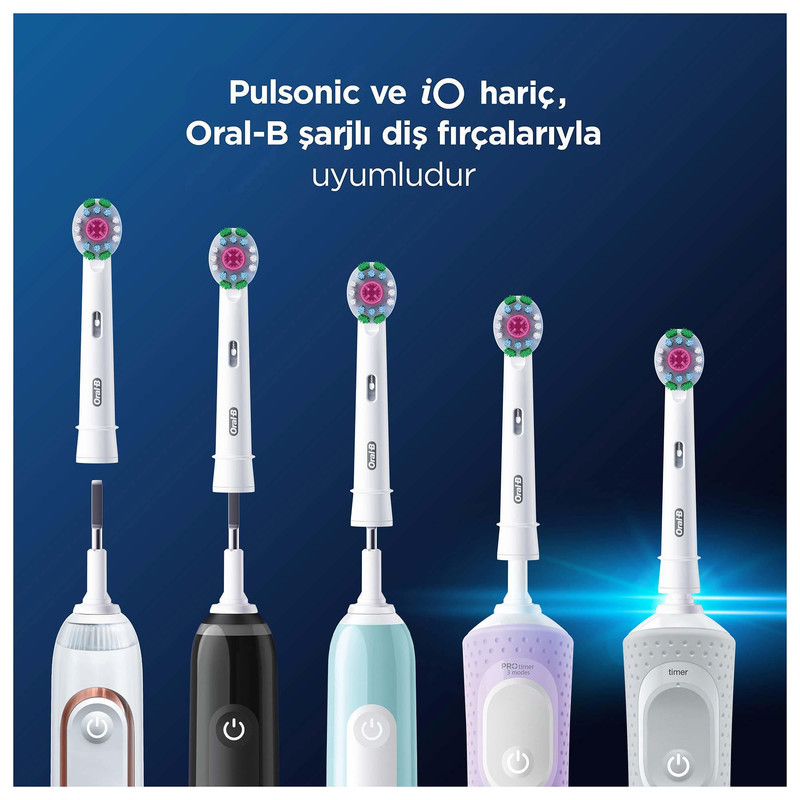 سری یدک مسواک برقی اورال-بی مدل PRO 3D White بسته 2 عددی