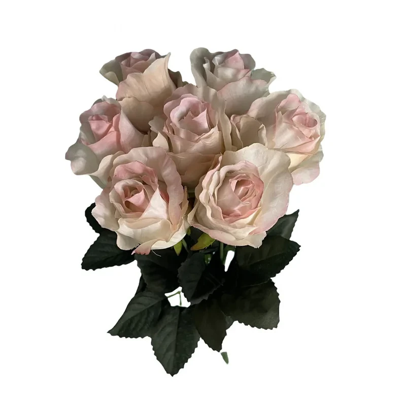 گل مصنوعی رز هلندی پارچه ای قابل شستشو، بسته 7 عددی، با طول شاخه 45 سانتی‌متر و عرض سرگل 5 سانتی‌متر