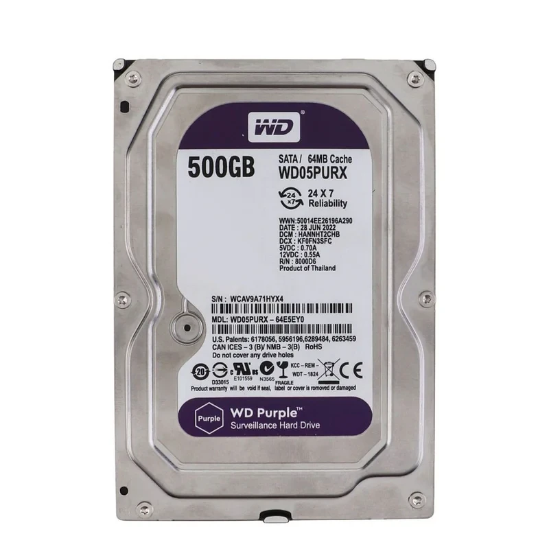 هارد دیسک اینترنال وسترن دیجیتال با رابط SATA مدل WD05PURZ ظرفیت 500 گیگابایت