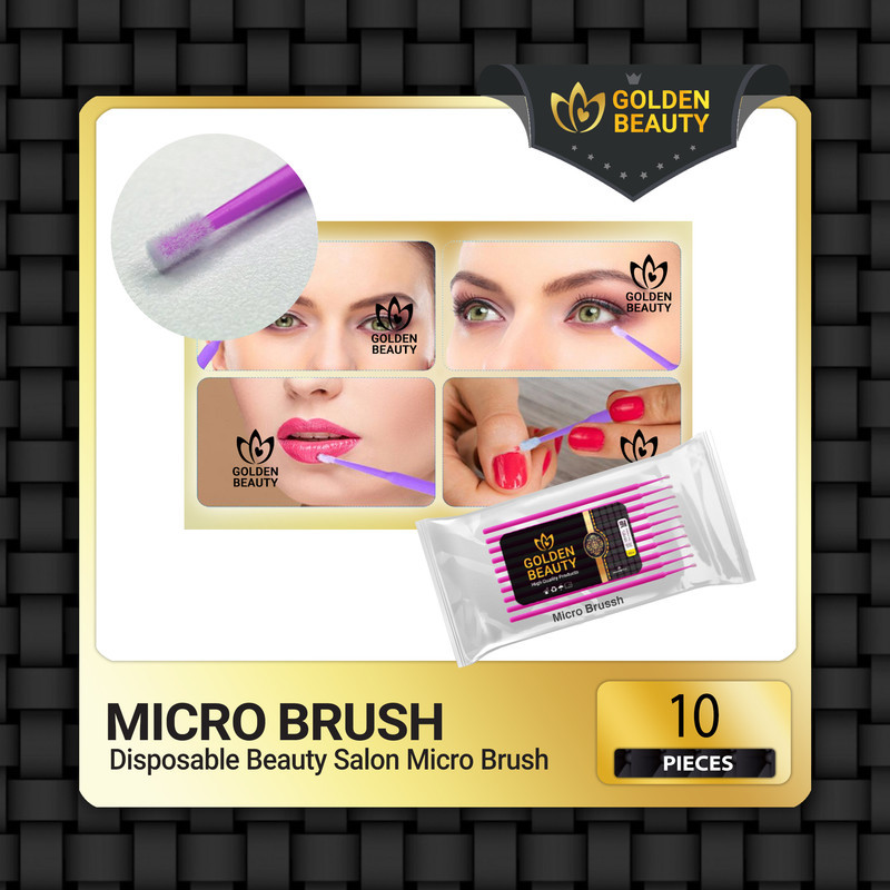 قلم میکروبراش ناخن و مژه گلدن بیوتی مدل M1 بسته 10 عددی