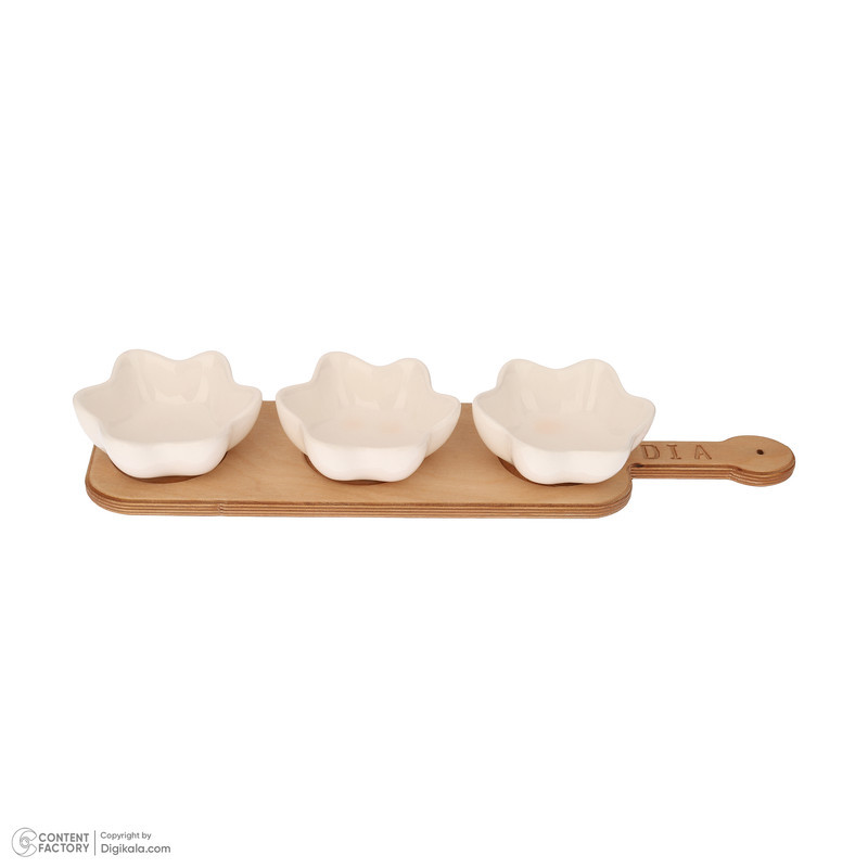 اردوخوری فانتزی مدل خورشید سرامیک و چوب با نگهدارنده 42.5x10.5x1.3 سانتی‌متر، کاسه 10.5x10.5x4 سانتی‌متر، مناسب شستشو با دست