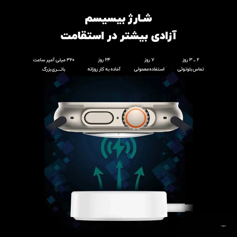ساعت هوشمند 49 میلی متری مدل KW 3031 با بند سلیکونی