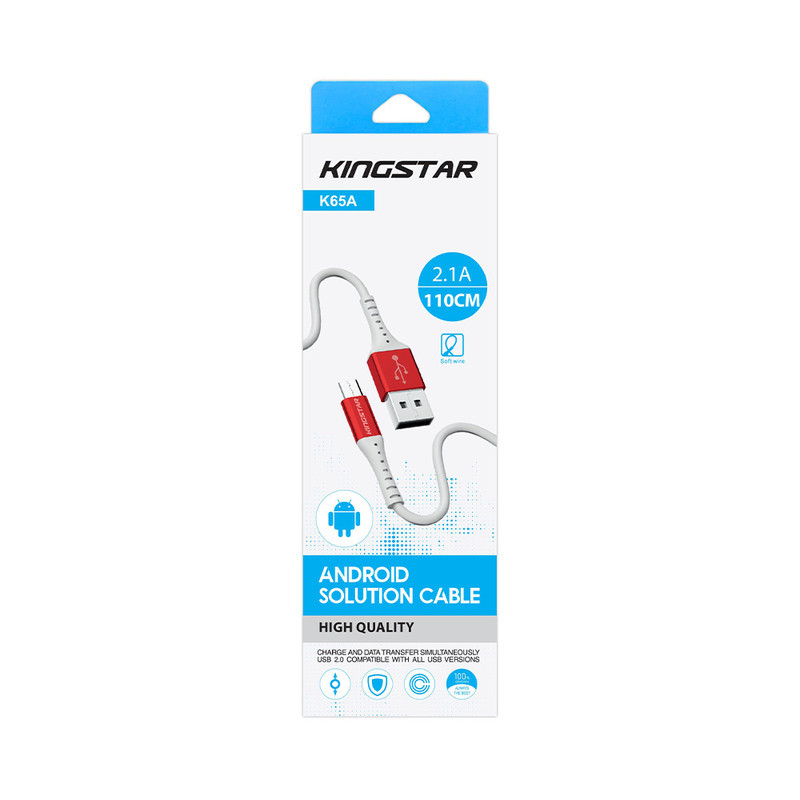 کابل تبدیل USB به microUSB کینگ استار مدل K65A طول 1.1 متر