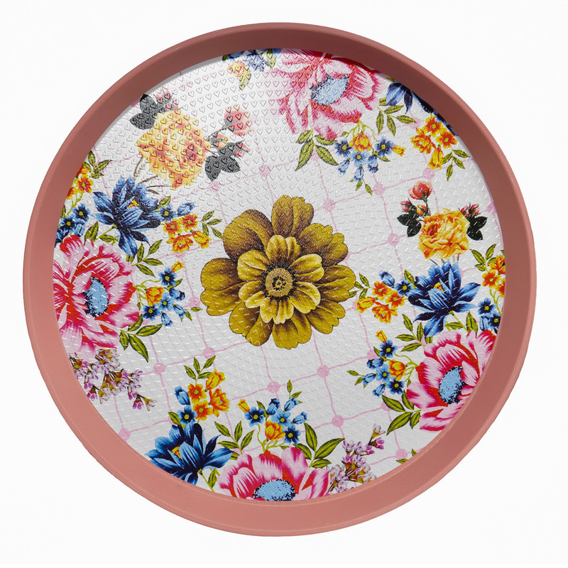 سینی بدون دسته میسا پلاستیک طرح گل کد 175-1 سایز 34×34 سانتی متر