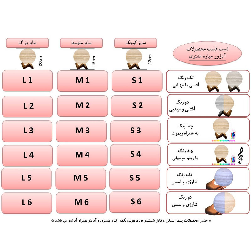 آباژور رومیزی مدل سیاره مشتری کد L4