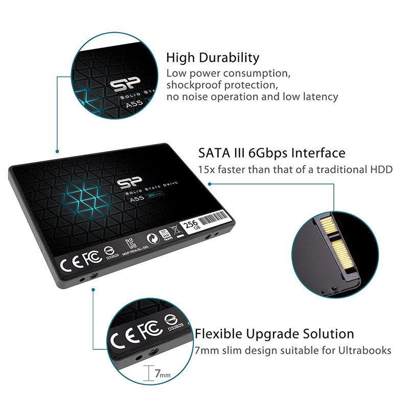 اس اس دی اینترنال SATA III سیلیکون پاور مدل Ace A55 ظرفیت 256 گیگابایت