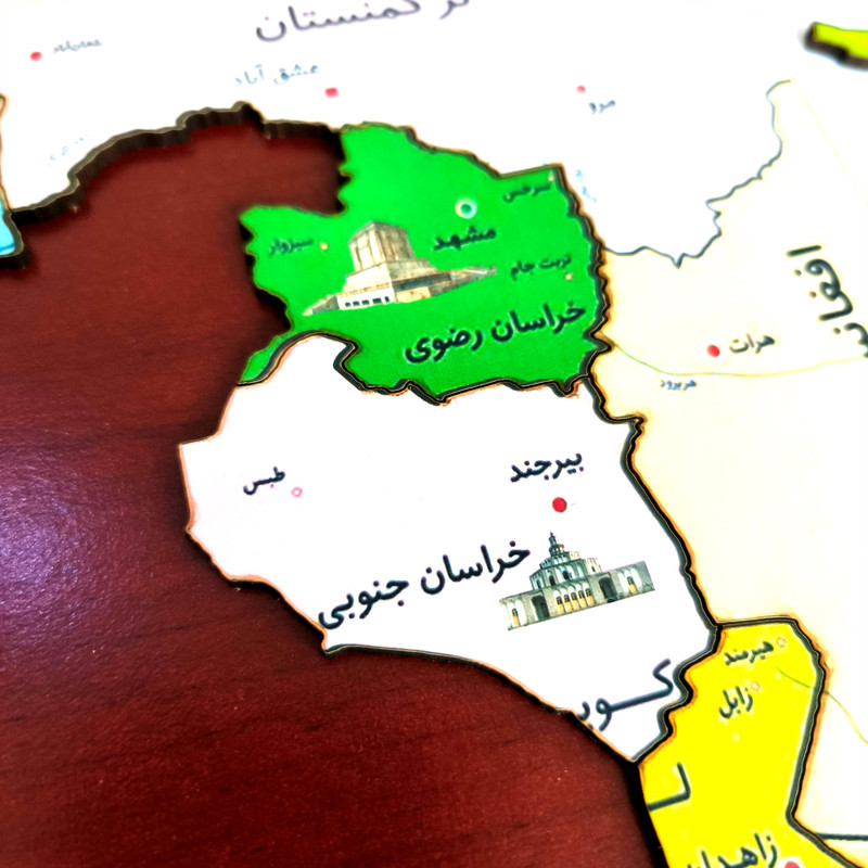 پازل 37 تکه مدل جورچین چوبی طرح نقشه ایران کشورهای همسایه