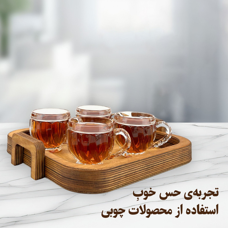 سینی مدل دسته دار چوبی کد SN12