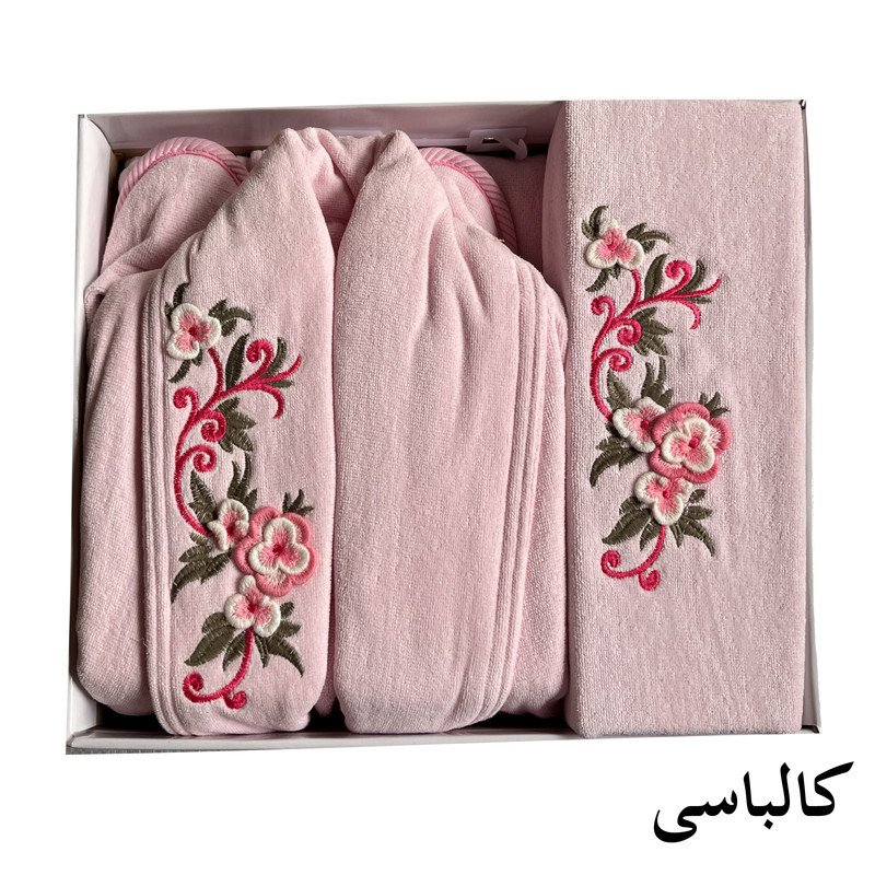 سرویس حوله پالتویی 4 تکه طرح ماریبور مدل گلبرگ کد 1
