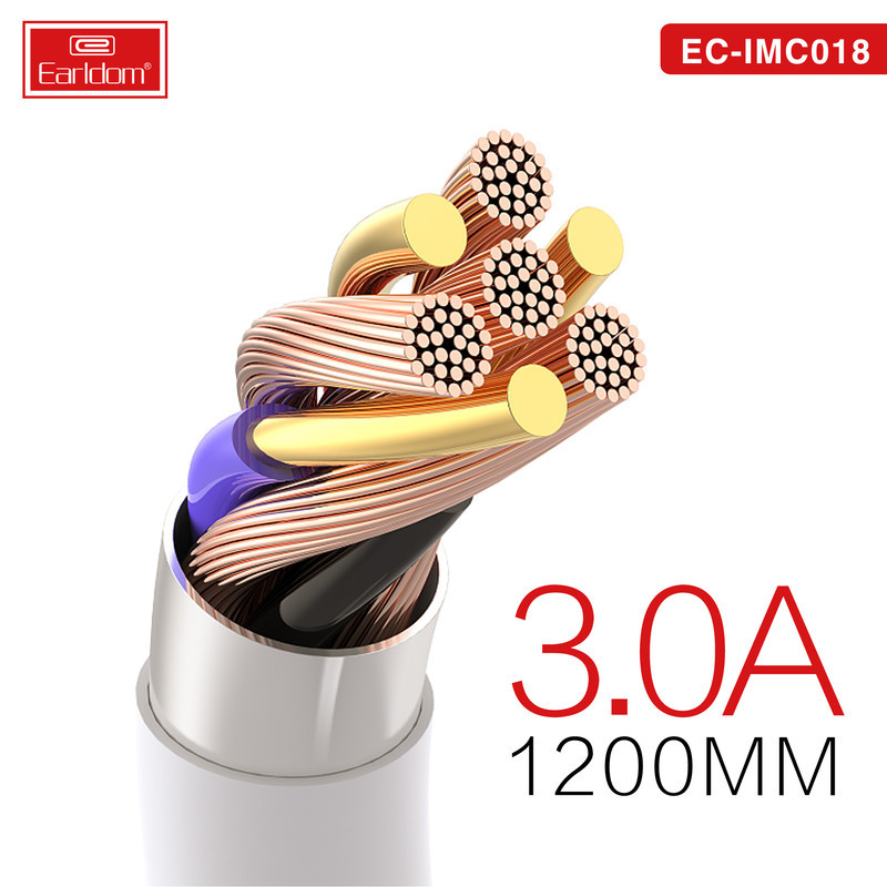 کابل تبدیل USB به USB-C  MicroUSB  لایتنینگ ارلدام مدل EC-IMC018 طول 1.2 متر